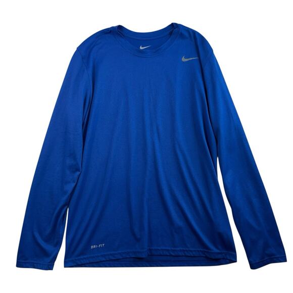 Nike M Medium Dri-Fit Shirt Athletic Cut Legend Long Sleeve Blue Crew Neck Men's - Picture 2 of 10